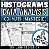 Reading histograms activity, interpreting data displays and intervals for 7th and 8th grade math review