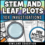 Reading stem and leaf plots worksheets no-prep printable math centers