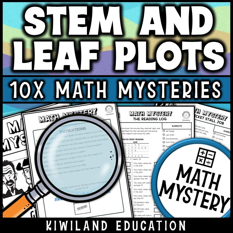 Reading stem and leaf plots, no prep printable worksheets for math centers and independent work