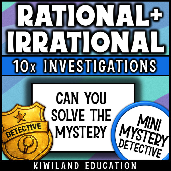 Can you solve the mystery? No prep real number system activity for early finishers and 8th grade test prep