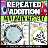 Repeated addition arrays math mystery worksheet sample page