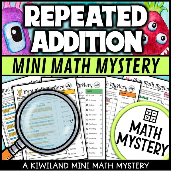 Repeated addition arrays math mystery worksheet sample page
