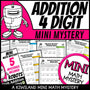 Robot 4-digit addition with regrouping math mystery worksheets cover