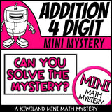 Robot 4-digit addition math mystery activity preview
