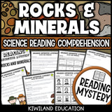 Rocks and minerals Earth science reading mystery cover for grades 3-6