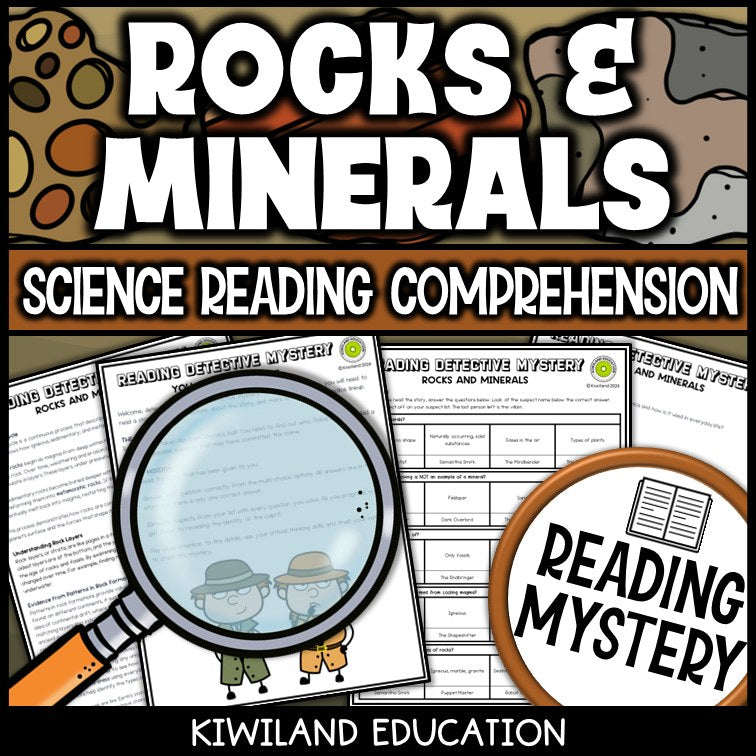 Nonfiction rocks and minerals reading comprehension passage for grades 3-6