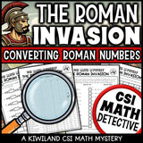 Roman numeral conversion suspect elimination page - The Roman Invasion math mystery