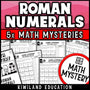 Roman numerals to numbers math mystery worksheets for grades 3-6