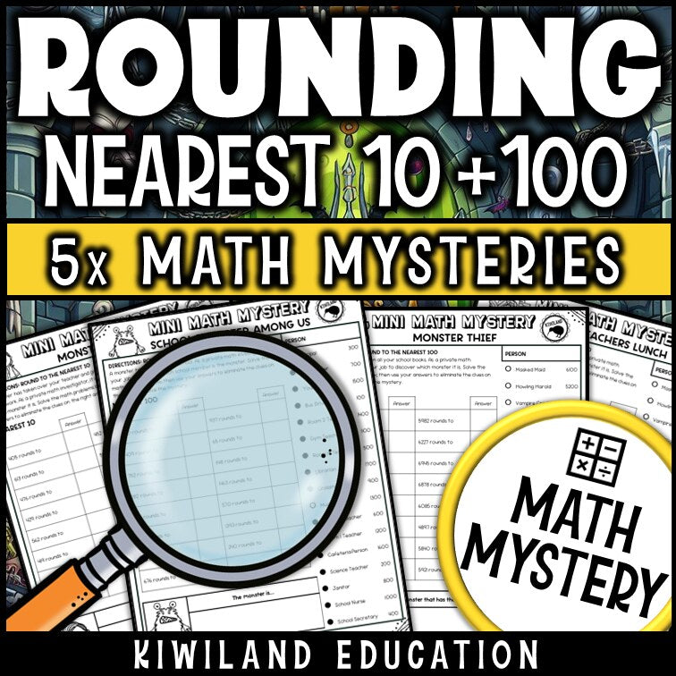 Rounding numbers monster detective math mystery activity printable