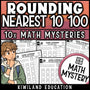 Rounding to the nearest 10 and 100 worksheets for 3rd grade, printable math mystery pack
