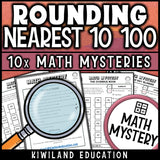 Rounding to the nearest 100 practice, self checking with answer keys for math centers