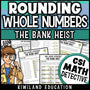 Rounding whole numbers CSI Math Mystery place value worksheets for 3rd and 4th grade