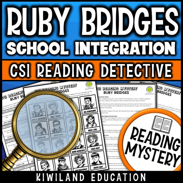 Ruby Bridges reading mystery comprehension questions worksheet with suspect line-up