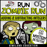 Run zombie run adding subtracting integers mystery detective