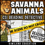 Savanna and grassland animals science reading mystery cover for grades 3-6
