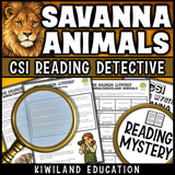 Nonfiction savanna and grassland animals reading comprehension passage for grades 3-6