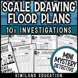 Scale drawings for 7th grade, ten floor plan math worksheets for finding real lengths, area and perimeter