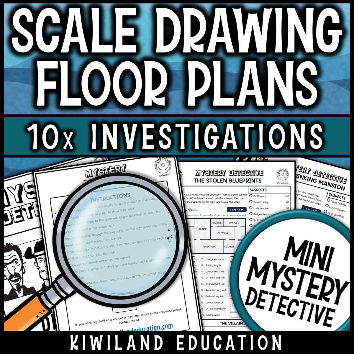 Scale drawings math centers pack with teacher instructions and an office floor plan case