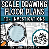 Scale drawings math centers pack with teacher instructions and an office floor plan case