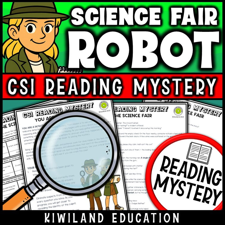 Science Fair fiction reading comprehension passage activity for grades 3-6