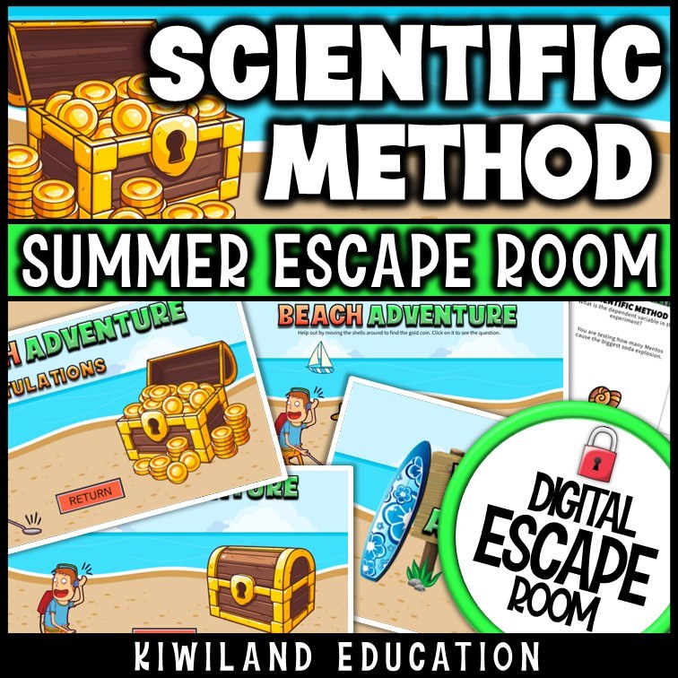 No-prep scientific method review game with hidden gold coins and self-checking locks