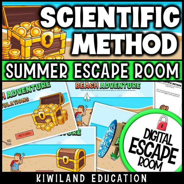 No-prep scientific method review game with hidden gold coins and self-checking locks