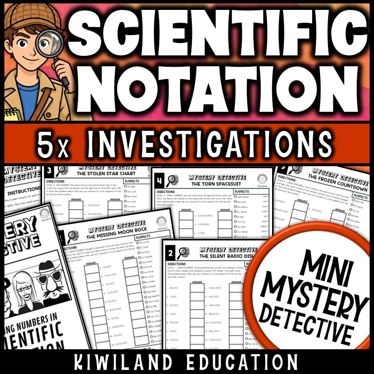Scientific notation worksheets 8th grade converting standard form mystery detective