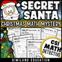 Secret Santa Christmas addition and subtraction CSI Math Mystery cover for grades 2 to 5