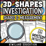 Shape word search and 3D net cube CSI mystery printable worksheets