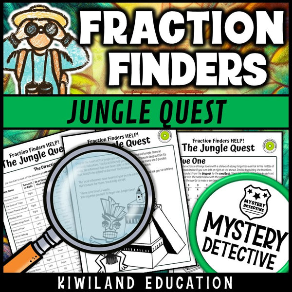 Simplifying fractions clue pages jungle quest printable detective case