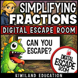Digital math escape room teaching simplifying and equivalent fractions