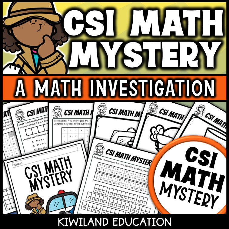 Skip counting and addition CSI Math Mystery cover for grades 3 to 6, The Hundreds Chart Heist case