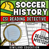 Printable 2-page nonfiction soccer history reading comprehension passage for grades 3-6