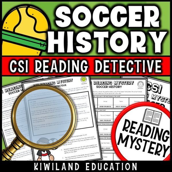 Printable 2-page nonfiction soccer history reading comprehension passage for grades 3-6
