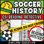 Soccer history and World Cup CSI reading mystery comprehension activity cover for grades 3-5