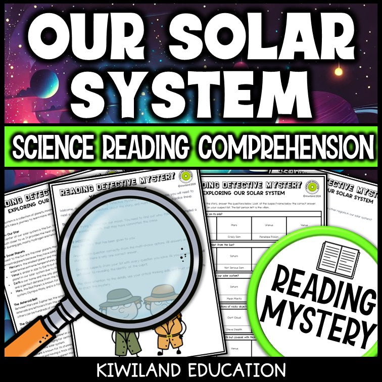 Printable nonfiction solar system reading comprehension passage activity for grades 3-6