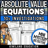 Solving absolute value equations worksheets algebra 1 mystery detective activity