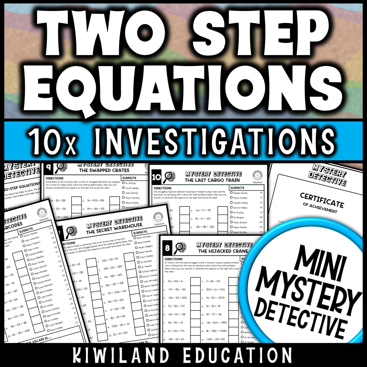 Solving two step equations with integers, decimals and parentheses, middle school math activities with answer keys