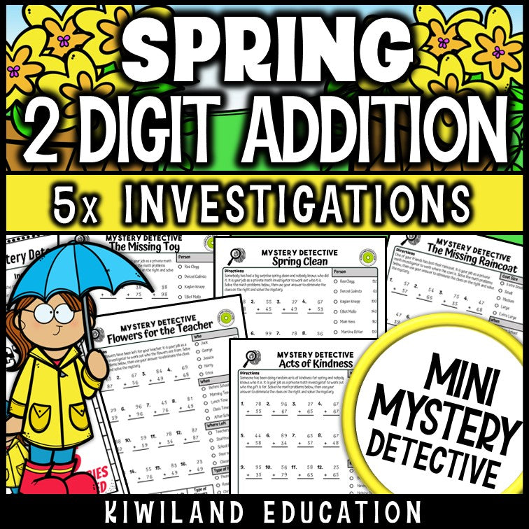 Spring 2 digit addition with regrouping worksheets