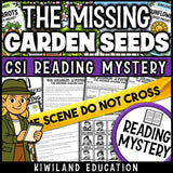 Spring reading mystery The Missing Garden Seeds cover for grades 3-6