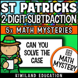St Patrick's Day 2-digit subtraction math mystery activity preview