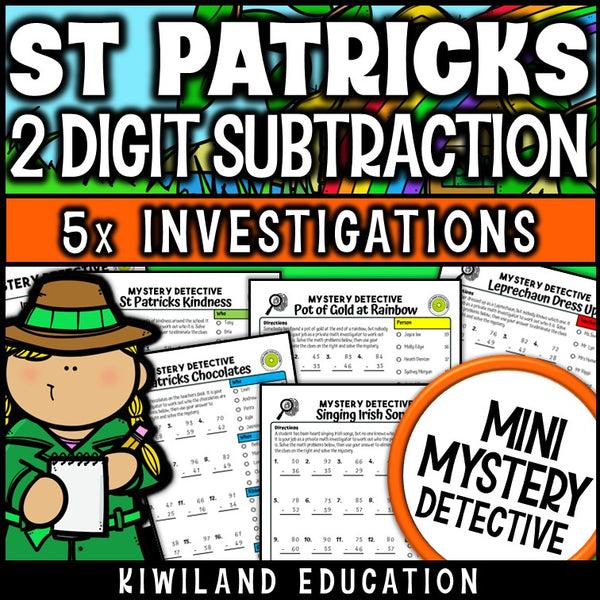 St patricks day 2-digit subtraction with regrouping worksheets