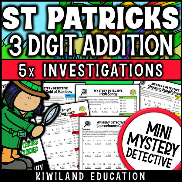 St patricks day 3-digit addition with regrouping worksheets