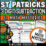 St Patrick's Day 3-digit subtraction with regrouping math mystery worksheets cover