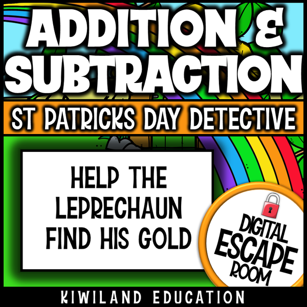No-prep St Patrick's Day addition and subtraction math escape room activity