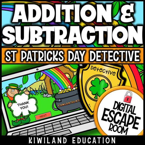 Addition and Subtraction Within 1000 Digital Escape Room St Patrick's Day preview 3