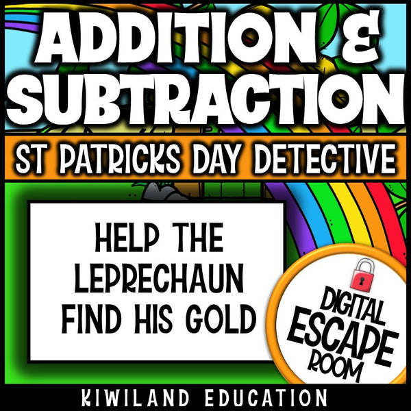 Addition and Subtraction Within 1000 Digital Escape Room St Patrick's Day preview 4
