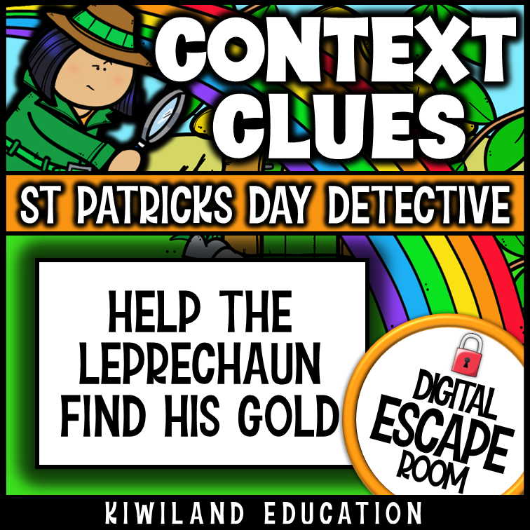 No-prep St Patrick's Day context clues ELA escape room activity