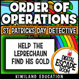No-prep St Patrick's Day order of operations math escape room activity