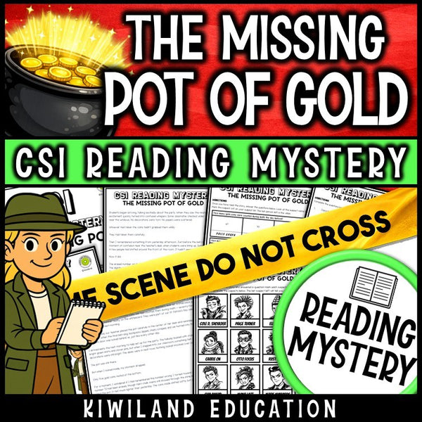 St Patrick's Day reading mystery The Missing Pot of Gold cover for grades 3-6